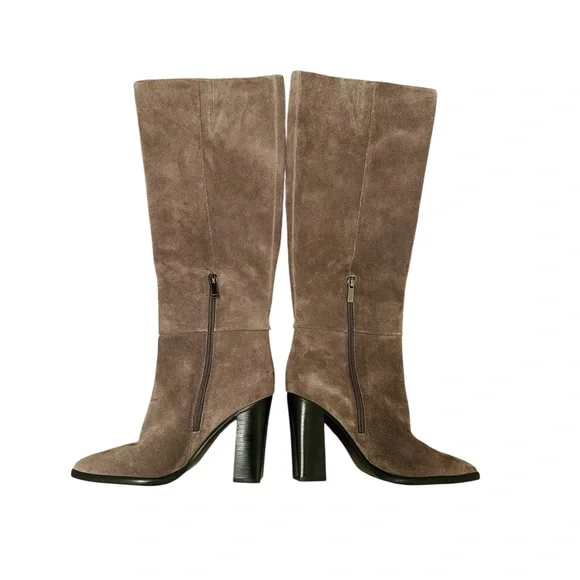Marc Fisher LTD Gray Suede Tall Boots – Size 7M – Block Heel - Picture 3 of 15